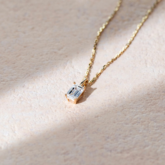 Own Me lab-grown diamond solitaire pendant necklace emerald cut