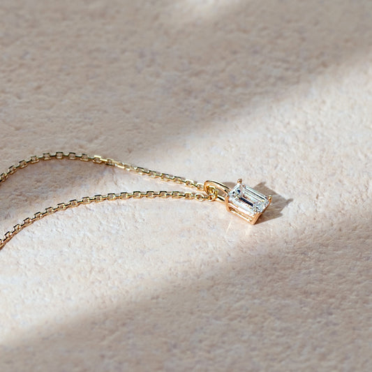 Own Me lab-grown diamond solitaire pendant necklace emerald cut