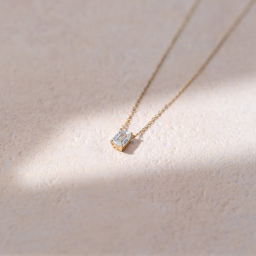 Kiss Me lab-grown diamond solitaire pendant necklace emerald cut