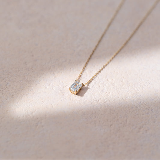 Kiss Me lab-grown diamond solitaire pendant necklace emerald cut