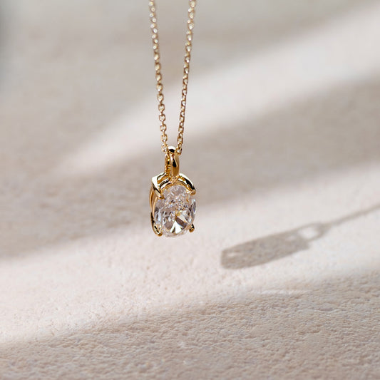 Own Me lab-grown diamond solitaire pendant necklace oval