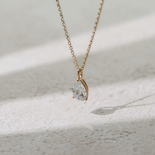 Own Me lab-grown diamond solitaire pendant necklace pear