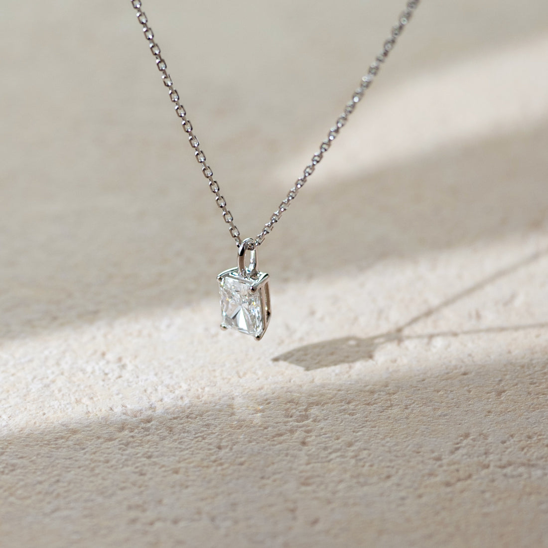 Own Me lab-grown diamond solitaire pendant necklace radiant