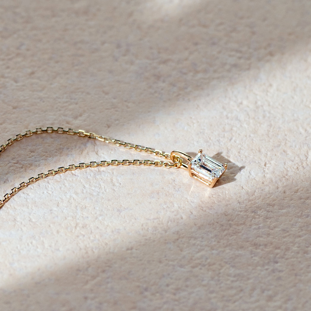 Own Me lab-grown diamond solitaire pendant necklace emerald cut