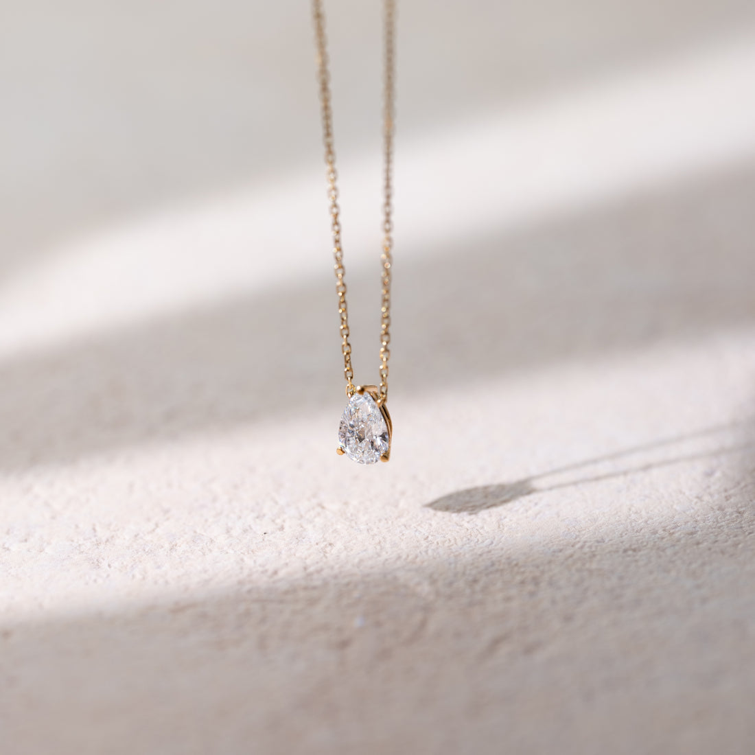 Kiss Me lab-grown diamond solitaire pendant necklace pear
