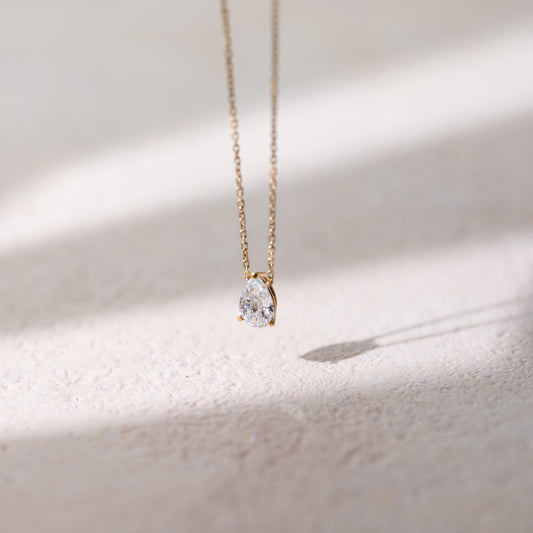Kiss Me lab-grown diamond solitaire pendant necklace pear